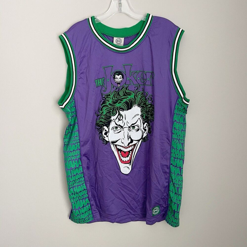 Vintage The Joker Jersey Mens Size XXL DC Comics Purple Green Basketball Tank